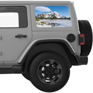 For Jeep Wrangler Window Decal 2007+. Snow Mountains Landscape Rear Quarter Window Decal-Best Gift For Jeep Wrangler Accessories-Made In USA