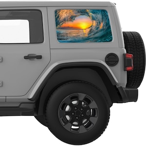 For Jeep Wrangler Stickers 2007+. Wave Sunset Rear Quarter Window Decal. Best Gift For Off Road Decal. Overlaminate Option Available.