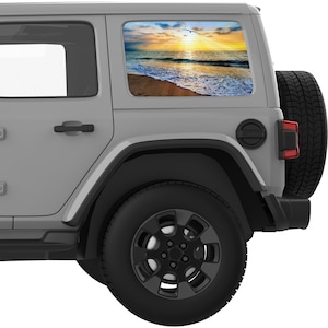 For Jeep Wrangler Window Decal 2007+. Seagull Shore Sunset Rear Quarter Window Decal. Best Gift For Jeep Wrangler Accessories. Made In USA.