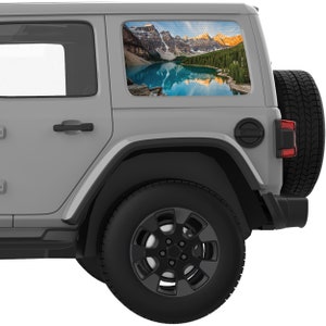 For Jeep Wrangler Stickers 2007+. Mountains Range Lake Landscape Quarter Window Decal Sticker. Best Gift For Jeep Wrangler Accessories.