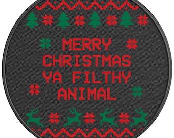 Merry Christmas Ya Filthy AnimalSpare Tire Cover-Made in USA-Fits Jeep Wrangler & Ford Bronco-Any Tire Size Up To 40"