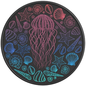 Jellyfish With Sea Shells Spare Tire Cover-Fits Jeep, Ford Bronco, RV, Camper, Trailer & Any SUV