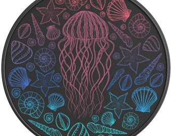 Jellyfish With Sea Shells Spare Tire Cover-Fits Jeep, Ford Bronco, RV, Camper, Trailer & Any SUV