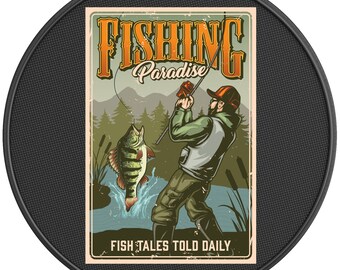 Fish Tales Told Daily Spare Tire Cover-Fits Jeep Wrangler, Ford Bronco, Rv, Camper, Trailer & Any Suv