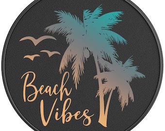 Beach Vibes Palm Tree Spare Tire Cover for Jeep Wrangler, Ford Bronco, Rv, Camper, Trailer & Any Suv