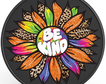 Be Kind Sunflower Spare Tire Cover-Fits Jeep Wrangler, Ford Bronco, RV, Camper, Trailer & Any SUV