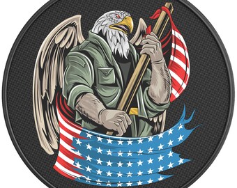 American Eagle Army Soldier Spare Tire Cover for Jeep Wrangler, Ford Bronco, Rv, Camper, Trailer & Any Suv