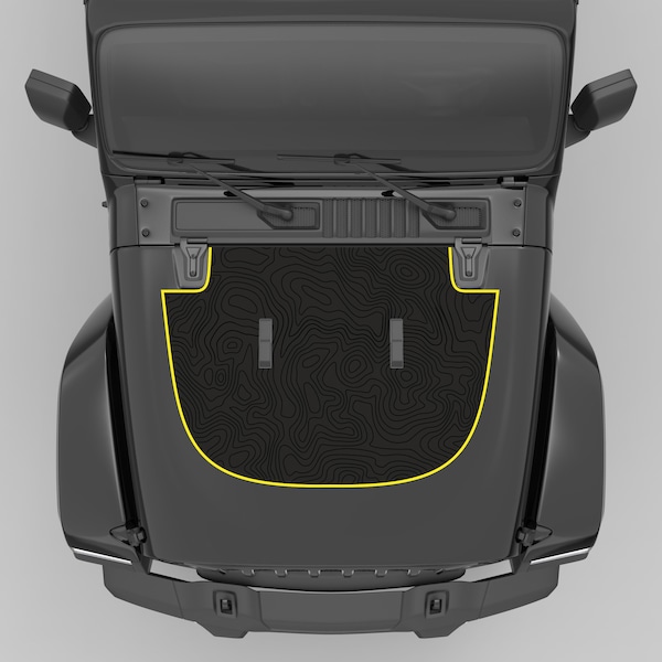 Printed Topographic Map Hood Decal Glossy or Matte Finish-Fits 2018+ Wrangler JL/JLU & Gladiator JT-Made in Usa-Laminate Option Available