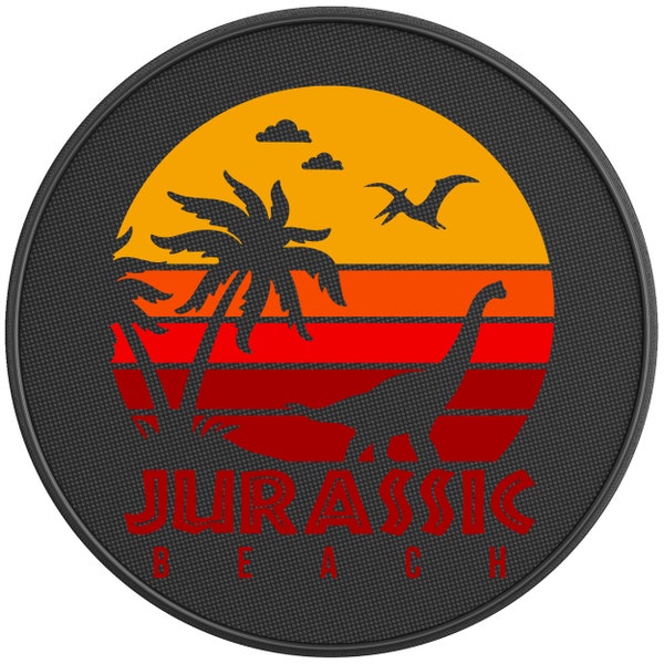 Jurassic Beach Summer Tire Cover-Fits Jeep Wrangler, Ford Bronco, Rv, Camper, Trailer & Any Suv