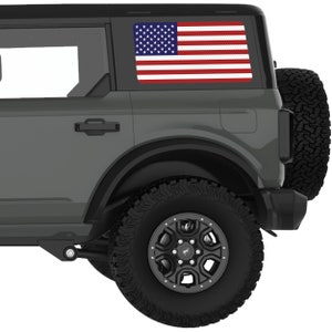 Fits Bronco Window Decal 2021+. American Flag Rear Window Decal Sticker. Best Gift For Off Road Decal. Overlaminate Option Available.