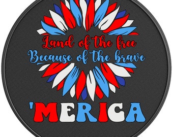 Land Of The Free Sunflower Spare Tire Cover-Fits Jeep Wrangler, Ford Bronco, RV, Camper, Trailer & Any SUV