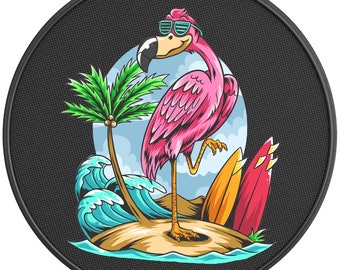 Cute Beach Flamingo Spare Tire Cover-Fits Jeep Wrangler, Ford Bronco, Rv, Camper, Trailer & Any Suv
