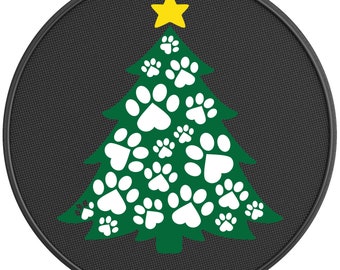 Paw Print Christmas Tree Spare Tire Cover-Made in USA-Fits Jeep Wrangler & Ford Bronco-Any Tire Size Up To 40"