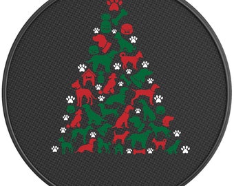 Christmas Tree Dogs Spare Tire Cover - Fits Jeep Wrangler, Fits Ford Bronco, RV, Camper, Trailer, Any SUV