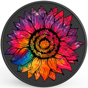 Rainbow Tie Dye Sunflower Spare Tire Cover-Fits Jeep Wrangler, Ford Bronco, RV, Camper, Trailer & Any SUV