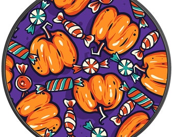 Pumpkins And Candies Spare Tire Cover-Made in USA-Fits Jeep Wrangler & Ford Bronco-Any Tire Size Up To 40"