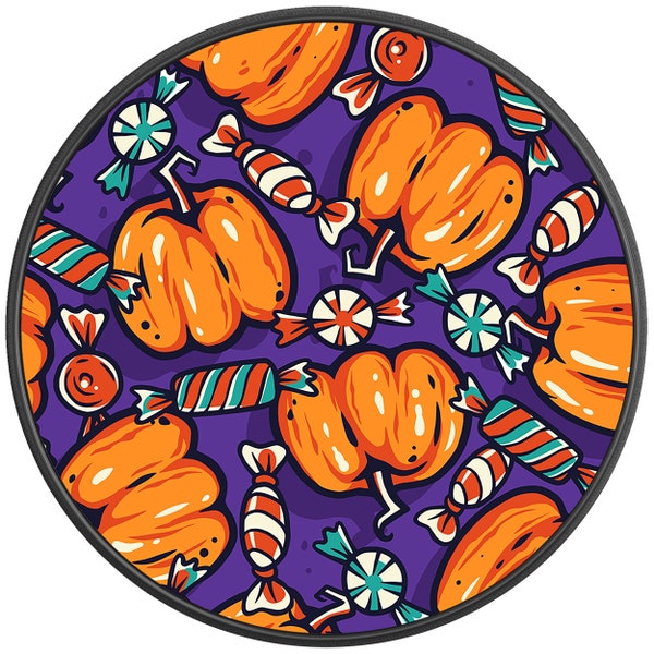 Pumpkins And Candies Spare Tire Cover-Made in USA-Fits Jeep Wrangler & Ford Bronco-Any Tire Size Up To 40"