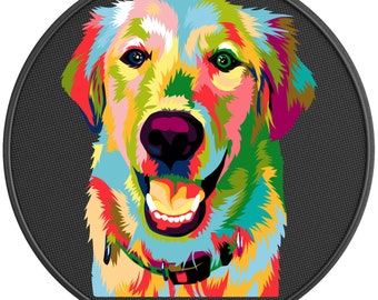 Colorful Golden Retriever Spare Tire Cover-Fits Jeep Wrangler, Ford Bronco, Rv, Camper, Trailer & Any Suv