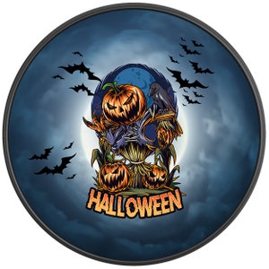 Spooky Scarecrow Halloween Spare Tire Cover-Made in USA-Fits Jeep Wrangler & Ford Bronco-Any Tire Size Up To 40&quot;