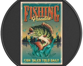 Fishing Paradise Spare Tire Cover-Fits Jeep Wrangler, Ford Bronco, Rv, Camper, Trailer & Any Suv
