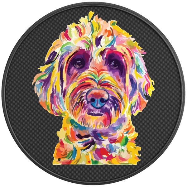 Colorful Goldendoodle RV Camper Tire Cover-Fits Jeep Wrangler, Ford Bronco, Trailers & Any Suv