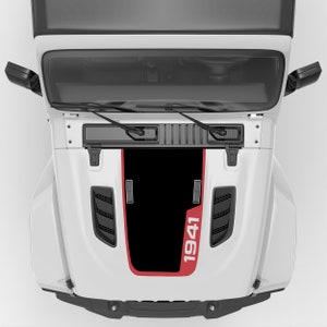 1941 With Stripe Hood Decal-Fits 2018+ Wrangler JL/JLU & Gladiator JT Rubicon Model-Superior Quality Custom Hood Graphic Decals