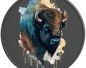 Watercolor Buffalo Spare Tire Cover-Fits Jeep Wrangler, Ford Bronco, RV, Camper, Trailer & Any SUV