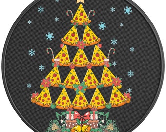 Pizza Christmas Tree Spare Tire Cover - Fits Jeep Wrangler, Fits Ford Bronco, RV, Camper, Trailer, Any SUV