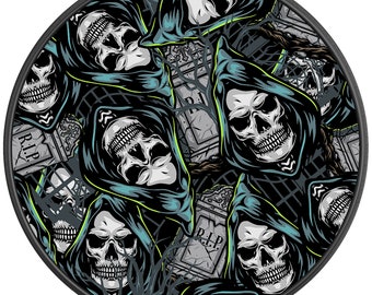Vintage Halloween Pattern Spare Tire Cover-Made in USA-Fits Jeep Wrangler & Ford Bronco-Any Tire Size Up To 40"