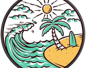 Beach Waves Spare Tire Cover for Jeep Wrangler, Ford Bronco, Rv, Camper, Trailer & Any Suv