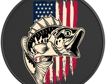 American Bass Fish Spare Tire Cover for Jeep Wrangler, Ford Bronco, Rv, Camper, Trailer & Any Suv