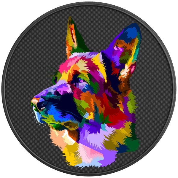 Colorful German Shepherd Spare Tire Cover-Fits Jeep Wrangler, Ford Bronco, Rv, Camper, Trailer & Any Suv