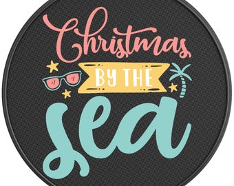 Christmas By The Sea Spare Tire Cover - Fits Jeep Wrangler, Fits Ford Bronco, RV, Camper, Trailer, Any SUV