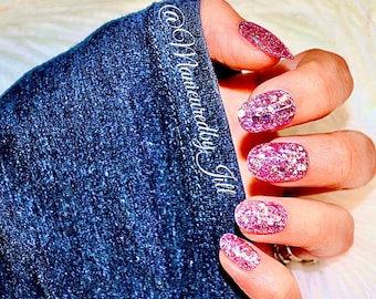 Hot pink nails | acrylic press on nails | made to order 20 piece set | choose your length and shape | Las Vegas nails