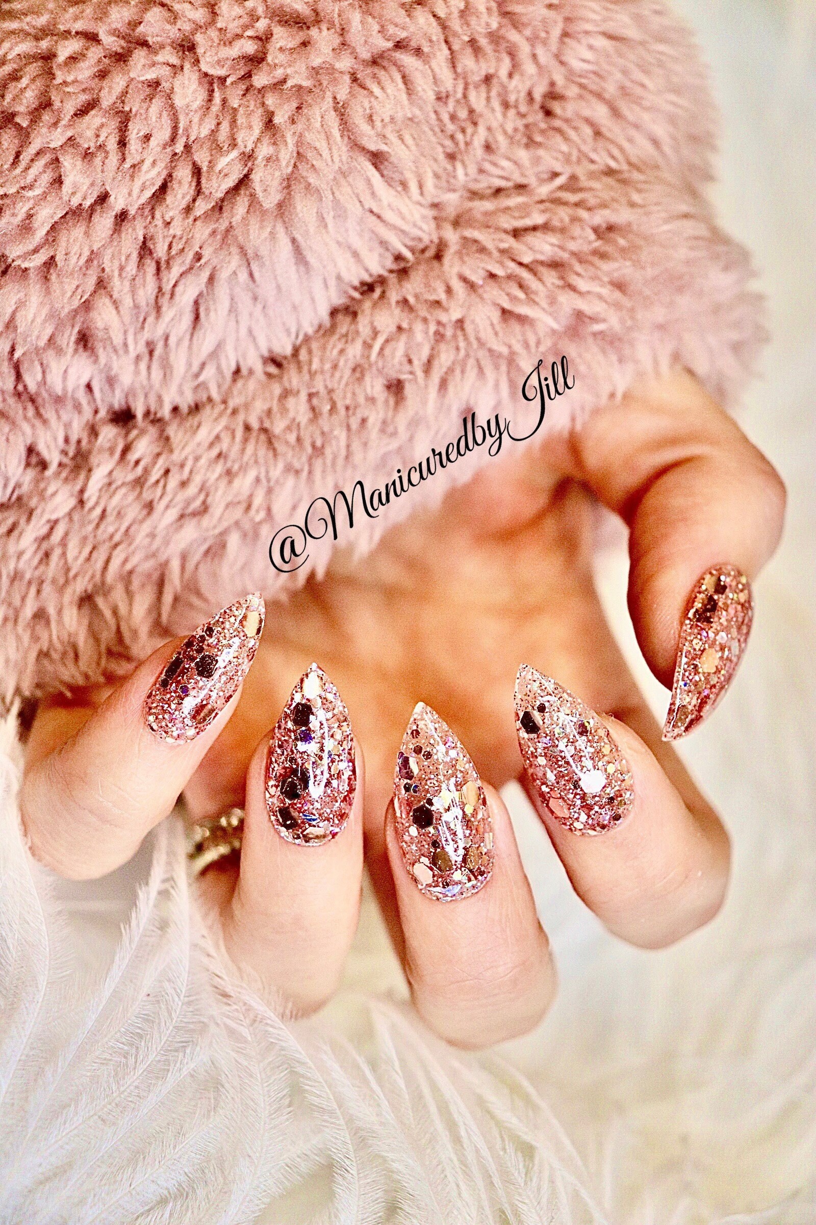 Rose Gold Glitter Nails Handmade Press on Set Made to Order Choose Your