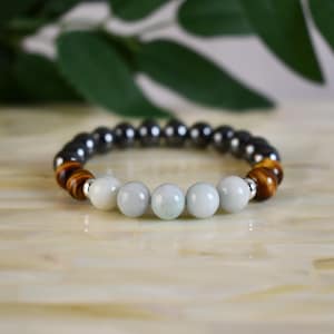 Burma Jade, Tiger's Eye & Hematite Good Luck Bracelet