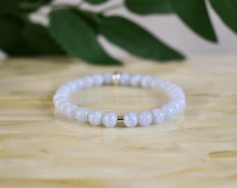 Pisces Zodiac Bracelet, AAA Blue Lace Agate, Sterling Silver Charm
