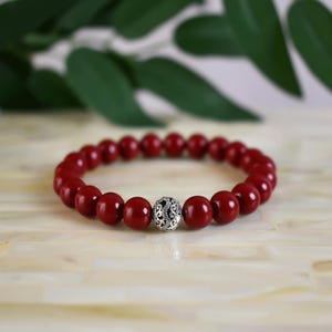 Cinnabar Bracelet: .925 Sterling Silver Dragon, Root Chakra