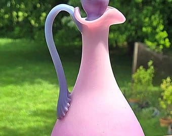Fratelli Toso Murano Glass Cruet: Handblown Purple Pink Satinato Finish