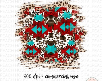 Zachodnia skóra bydlęca lamparta Aztec Tribal Pattern PNG Tło cyfrowe | Użytek komercyjny