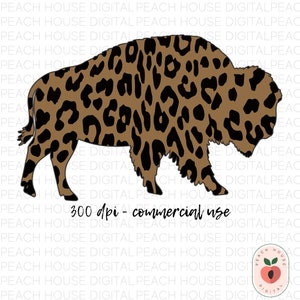 May include: A brown and black leopard print buffalo silhouette. The image includes the text "300 dpi - commercial use".