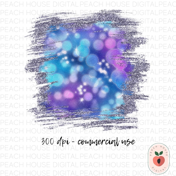 Glitter Purple & Blue Bokeh Sparkle Bubbles PNG Digital Background | Commercial Use