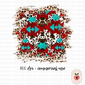 Western Leopard Cowhide Aztec Tribal Pattern PNG Digital Background | Commercial Use