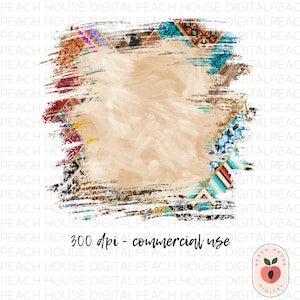Western Leopard Cowhide Watercolor Aztec Tribal Quilt Pattern PNG Digital Background | Commercial Use