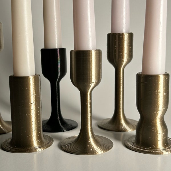 Taper Candle Holders - Wedding, Bridal / Baby Shower, Centerpiece - Bulk Modern Minimalist Gold Brass Black (7/8 or .875 inch Candle Sticks)