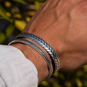 SET of 2 Minimalist 925 Silver Bracelets
