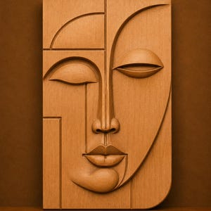 Abstrakta ansikten träsnideri väggkonst | CNC-fräs 3D-relief STL (digital nedladdning)