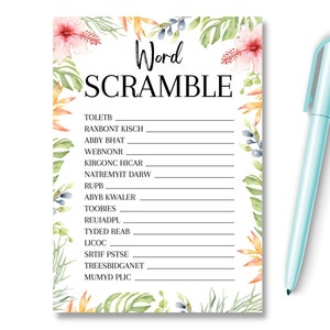 Baby Shower Game Word Scramble, New Mom to Be Gender Reveal, Party Games Favor Ideas, Prediction Advice, Unisex Neutral Baby Shower, SBS1
