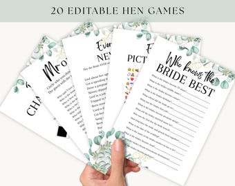 20 Editable Hen Party Games Bundle, Bridal Shower Games, Modern Bachelorette Games, Instant Download Printable Games, Hen Party Weekend Game