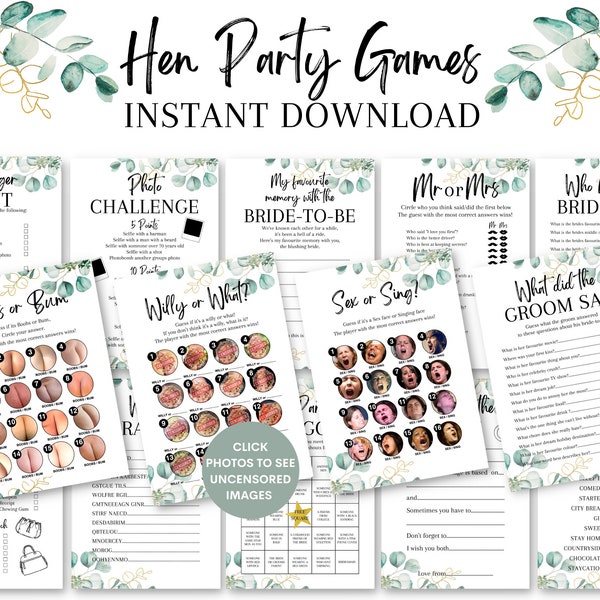 Hen Party Games Bundle, 18 Bridal Shower Accesories Games, Bride to be Hen Night Keepsake Cards, Drinking Games, Dirty Rude Hen Games, EHP1